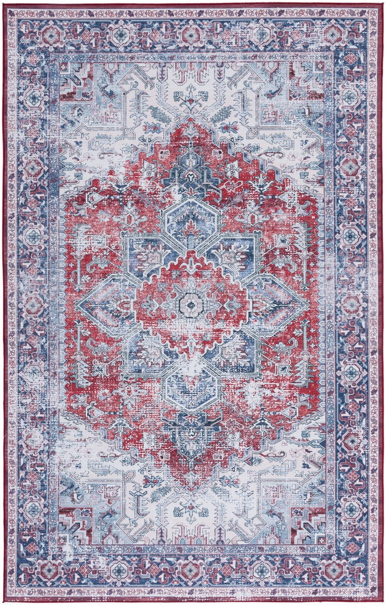 Tucson Red and Navy Synthetic 8' x 10' Area Rug