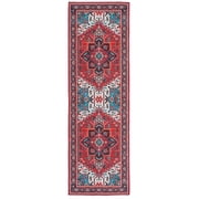 SAFAVIEH Tucson Medici Traditional Machine Washable Runner, 2'6" x 6', Red/Blue