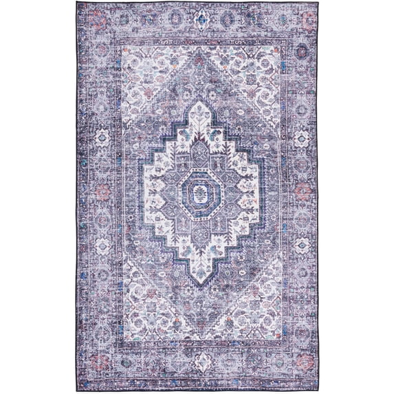 SAFAVIEH Tucson Melva Traditional Machine Washable Area Rug, 6' x 9', Beige/Grey