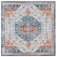 thumbnail image 1 of SAFAVIEH Tucson Melvin Traditional Machine Washable Area Rug, 6' x 6' Square, Blue/Rust, 1 of 9