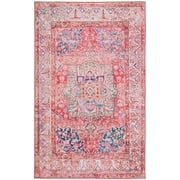 SAFAVIEH Tucson Merlin Traditional Machine Washable Area Rug, 3' x 5', Rose/Beige