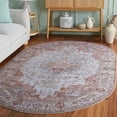 thumbnail image 1 of Safavieh Tucson Nazca Oriental Machine Washable Area Rug, Light Gray/Rust, 5' x 8' Oval, 1 of 14