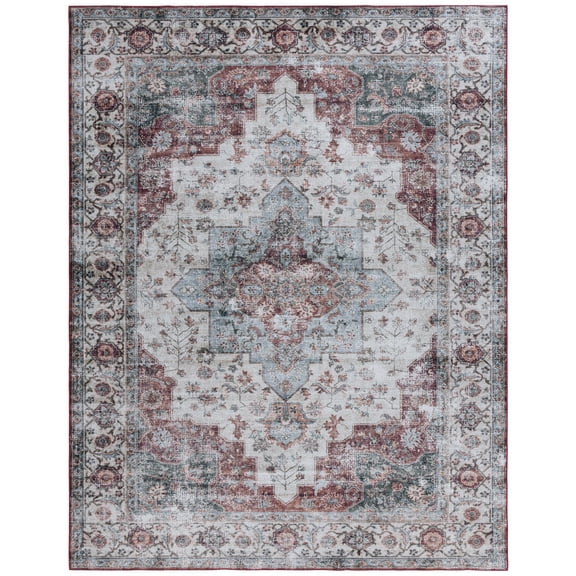 SAFAVIEH Tucson Nazca Traditional Machine Washable Area Rug, Beige Green/Rust, 9' x 12'