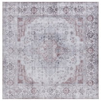 SAFAVIEH Tucson Nazca Traditional Machine Washable Area Rug, Beige/Light Sage, 6' x 6' Square