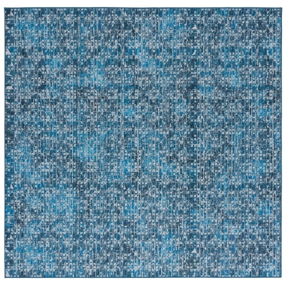 SAFAVIEH Tucson Nicola Oriental Machine Washable Area Rug, Blue/Grey, 4' x 4' Square