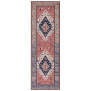 SAFAVIEH Tucson Nicole Traditional Machine Washable Runner, 2'6" x 8', Rust/Blue