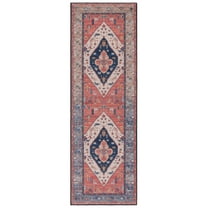 SAFAVIEH Tucson Nicole Traditional Machine Washable Runner Rug, Rust/Blue, 2'6" x 12'