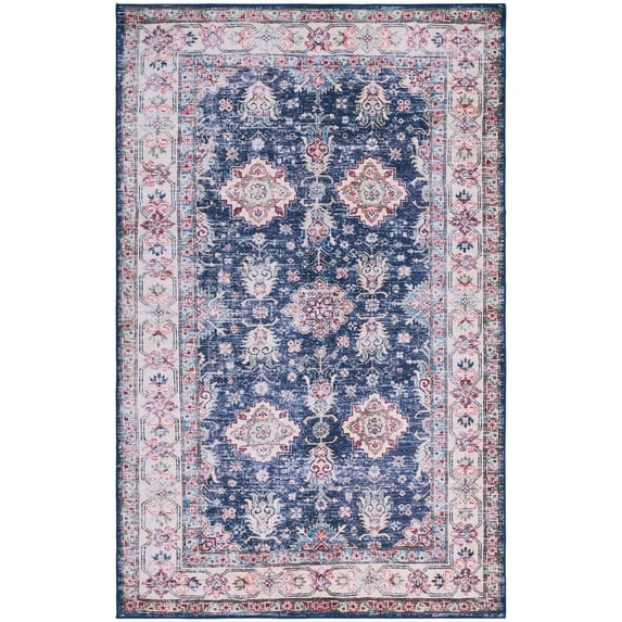 SAFAVIEH Tucson Paisley Traditional Machine Washable Area Rug, 3' x 5', Navy/Beige