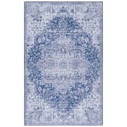 SAFAVIEH Tucson Paolo Traditional Machine Washable Area Rug, 5' x 8', Navy/Grey