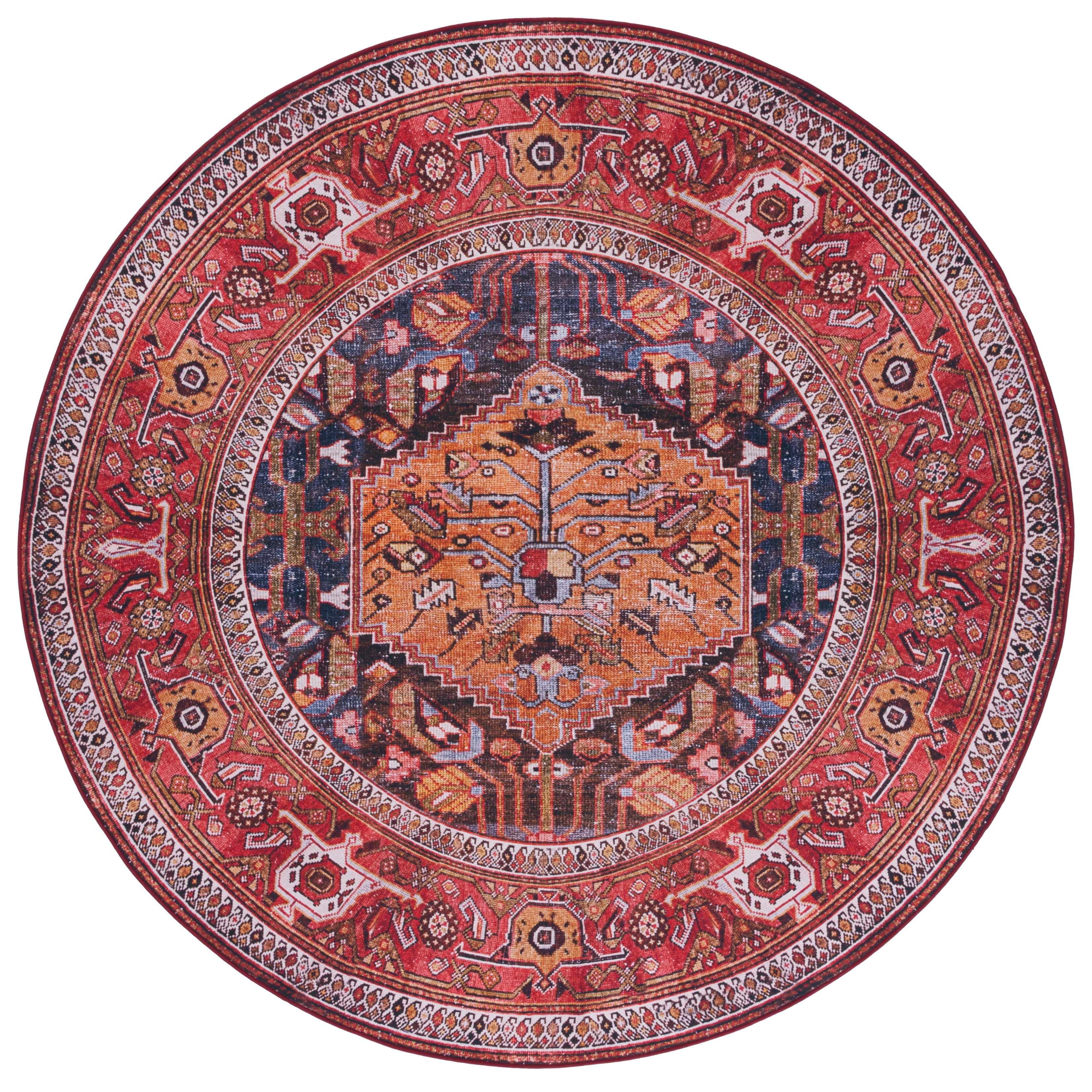 Oval Rust Rug SAFAVIEH Tucson Regent Oriental Machine Washable Area Rug, Navy/Rust, 5 ...