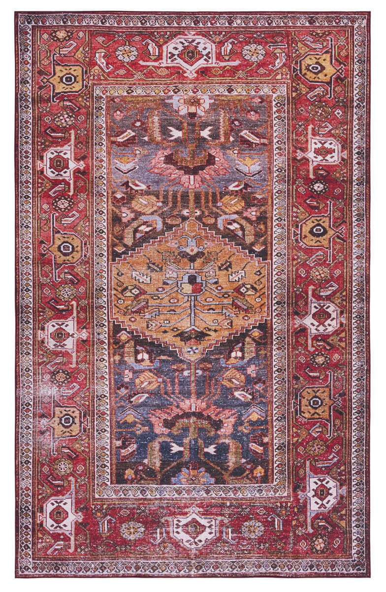 Elegant Tucson Blue Rectangular Easy-Care Synthetic Rug