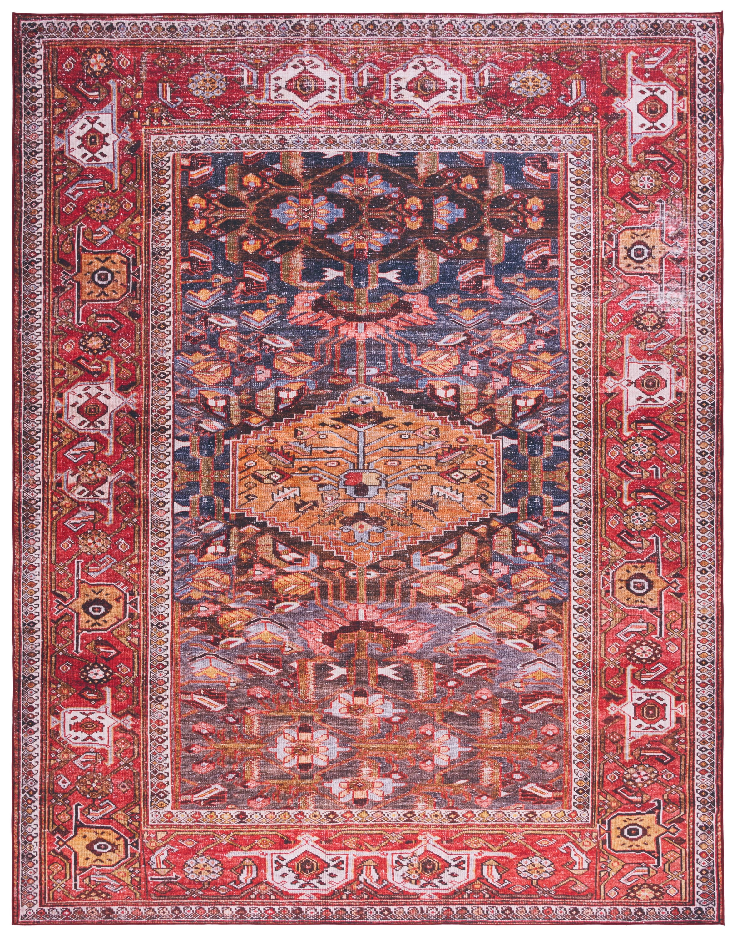 Regent Rugs SAFAVIEH Tucson Regent Traditional Machine Washable Area Rug, Navy/Rust ...