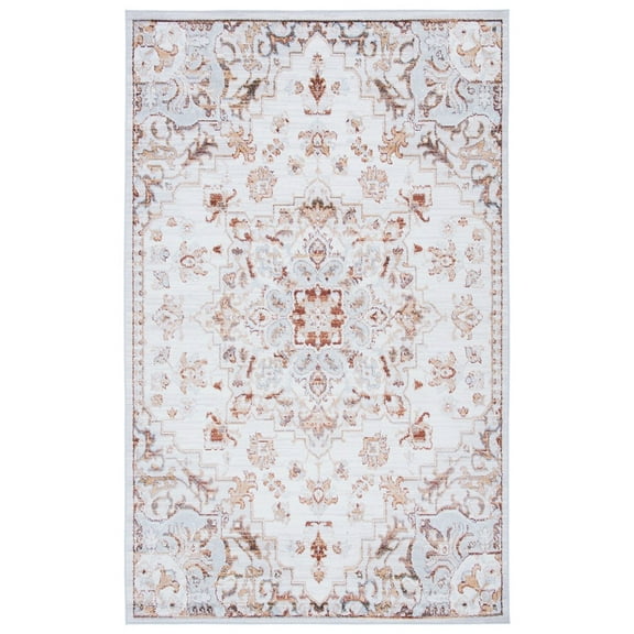 SAFAVIEH Tucson Rosario Traditional Machine Washable Area Rug, 3' x 5', Beige/Grey