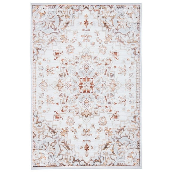 SAFAVIEH Tucson Rosario Traditional Machine Washable Area Rug, 4' x 6', Beige/Grey