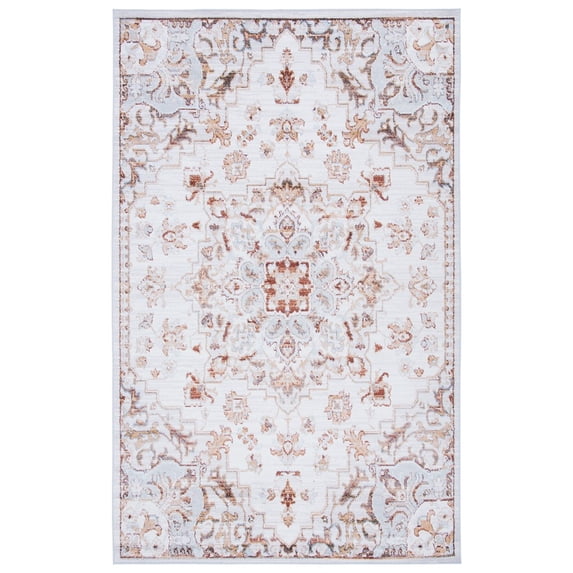 SAFAVIEH Tucson Rosario Traditional Machine Washable Area Rug, 8' x 10', Beige/Grey
