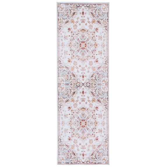 SAFAVIEH Tucson Rosario Traditional Machine Washable Runner, 2'6" x 6', Beige/Grey