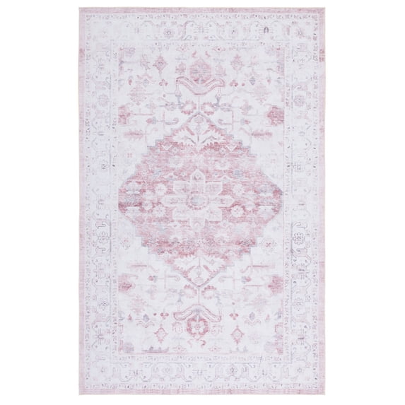 SAFAVIEH Tucson Roslyn Traditional Machine Washable Area Rug, 4' x 6', Beige/Rust