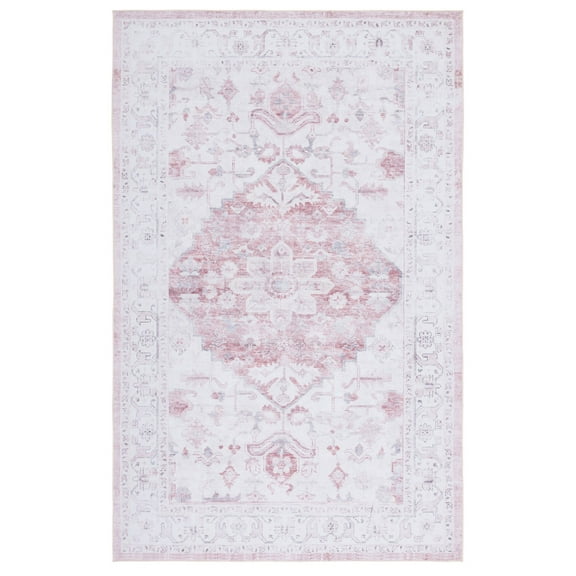 SAFAVIEH Tucson Roslyn Traditional Machine Washable Area Rug, 5' x 8', Beige/Rust