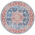 thumbnail image 1 of SAFAVIEH Tucson Salem Oriental Machine Washable Area Rug, Blue/Rust, 8' x 8' Round, 1 of 12