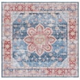 thumbnail image 1 of SAFAVIEH Tucson Salem Traditional Machine Washable Area Rug, 4' x 4' Square, Blue/Rust, 1 of 9