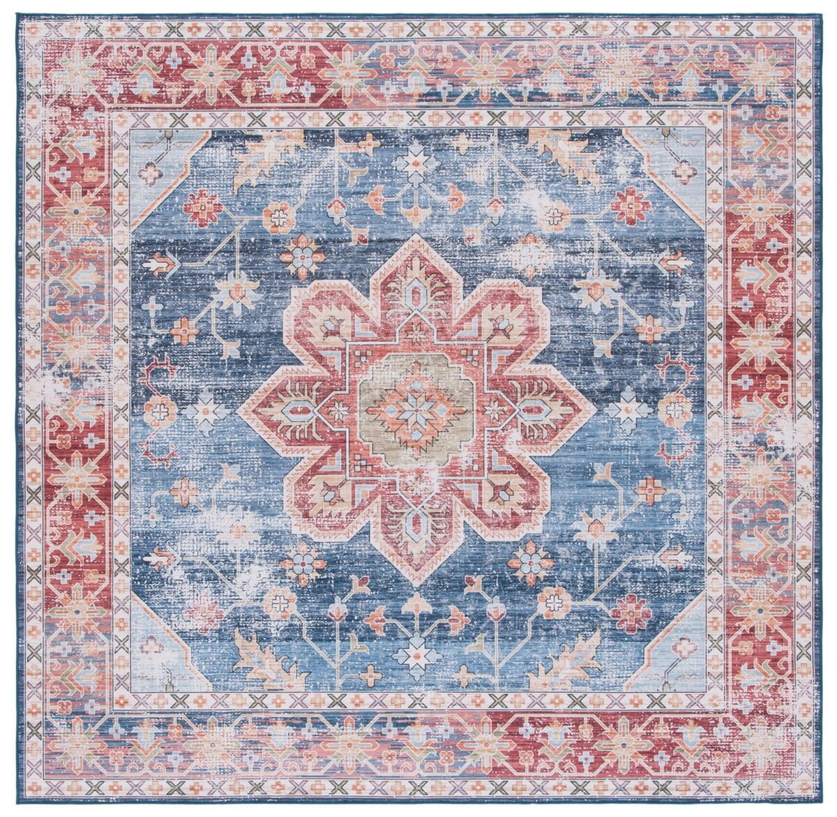 SAFAVIEH Tucson Salem Traditional Machine Washable Area Rug, 6' x 6