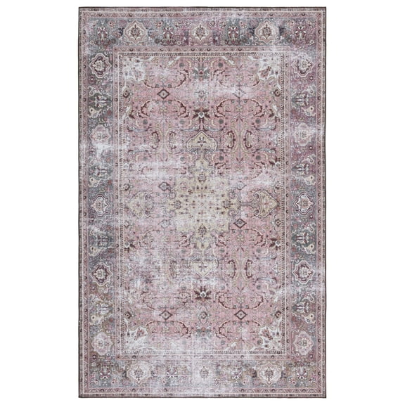 SAFAVIEH Tucson Sally Oriental Machine Washable Area Rug, Pink/Beige, 5' x 8'