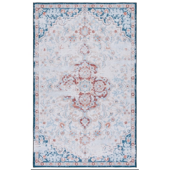 SAFAVIEH Tucson Soho Daven Traditional Machine Washable Area Rug, 3' x 5', Beige/Rust