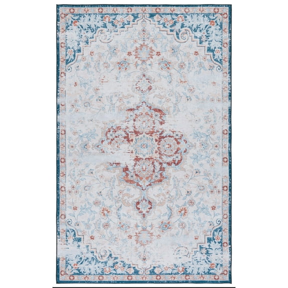 SAFAVIEH Tucson Soho Daven Traditional Machine Washable Area Rug, 5' x 8', Beige/Rust