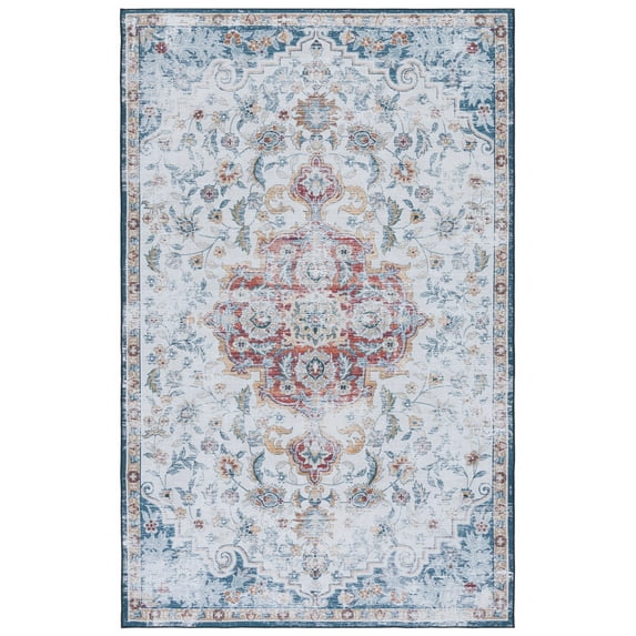 SAFAVIEH Tucson Soho Daven Traditional Machine Washable Area Rug, 6' x 9', Grey/Rust
