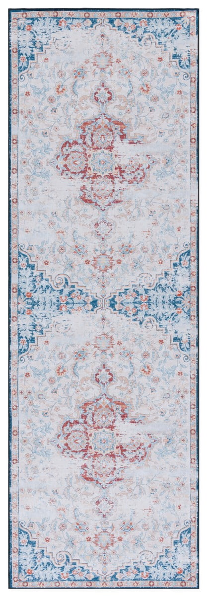 SAFAVIEH Tucson Soho Daven Traditional Machine Washable Runner, 2'6" x 8', Beige/Rust