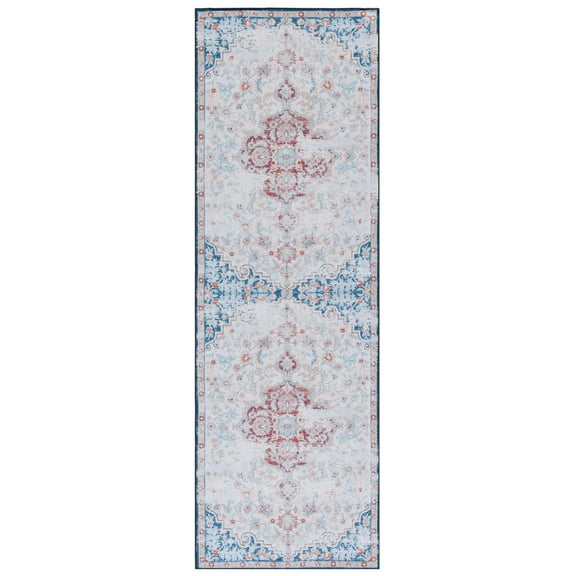 SAFAVIEH Tucson Soho Daven Traditional Machine Washable Runner, 2'6" x 8', Beige/Rust