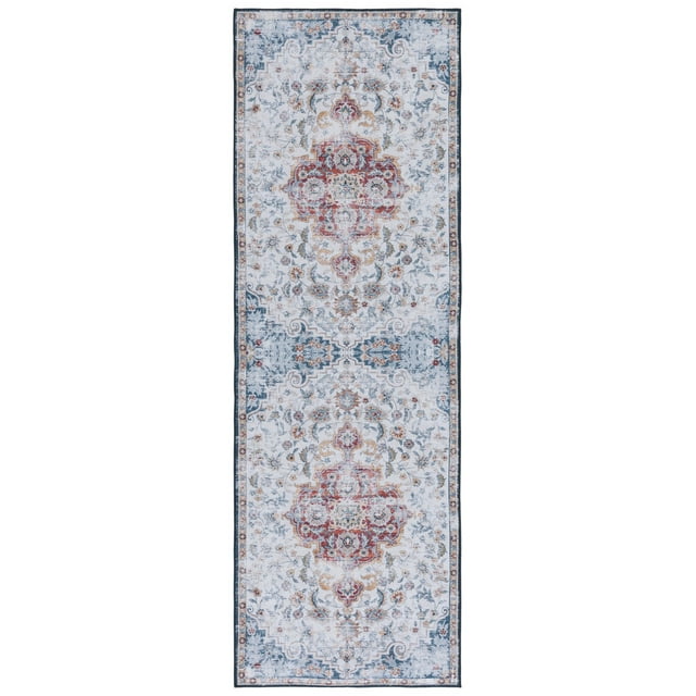 SAFAVIEH Tucson Soho Daven Traditional Machine Washable Runner, 2'6" x 8', Grey/Rust