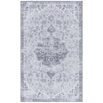 SAFAVIEH Tucson Soho Oriental Machine Washable Area Rug, Light Gray/Gray, 6' x 9'