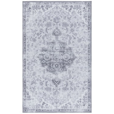 SAFAVIEH Tucson Soho Oriental Machine Washable Area Rug, Light Gray/Gray, 6' x 9'