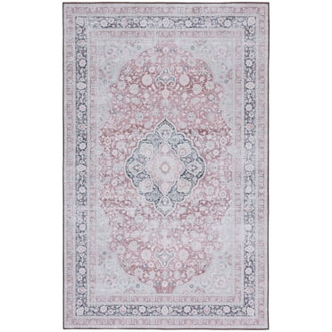 SAFAVIEH Tucson Stacy Traditional Machine Washable Area Rug, 5' x 8', Rust/Sage