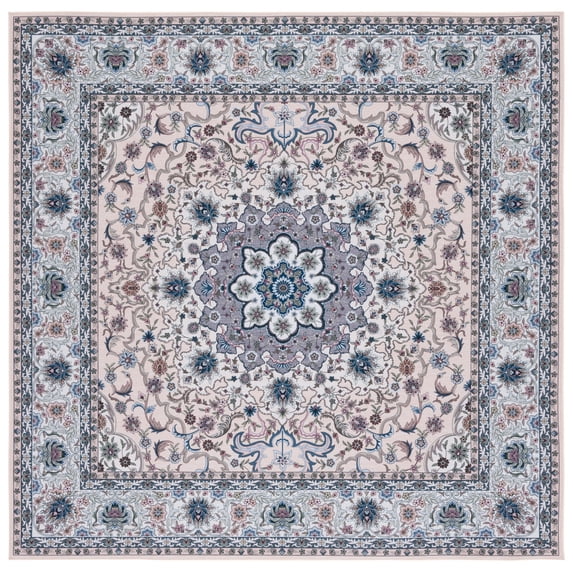 SAFAVIEH Tucson Stuart Oriental Machine Washable Area Rug, Beige/Green, 8' x 8' Square
