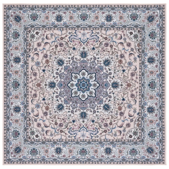 SAFAVIEH Tucson Stuart Oriental Machine Washable Area Rug, Beige/Green, 8' x 8' Square