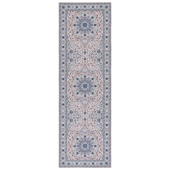 SAFAVIEH Tucson Stuart Oriental Machine Washable Runner Rug, Beige/Green, 2'6" x 10'