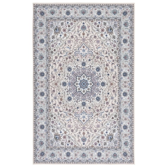 SAFAVIEH Tucson Stuart Traditional Machine Washable Area Rug, 4' x 6', Beige/Green
