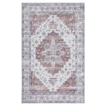 SAFAVIEH Tucson Tamzen Traditional Machine Washable Area Rug, 5' x 8', Ivory/Rust