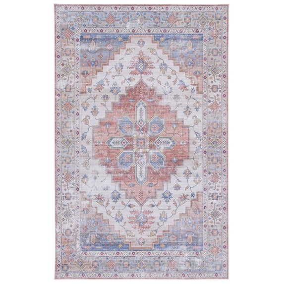 SAFAVIEH Tucson Tamzen Traditional Machine Washable Area Rug, 9' x 12', Beige/Blue