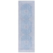 SAFAVIEH Tucson Taylor Traditional Machine Washable Runner, 2'6" x 8', Blue/Grey