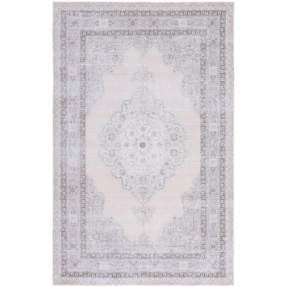 SAFAVIEH Tucson Toby Traditional Machine Washable Area Rug, 5' x 8', Beige/Light Green
