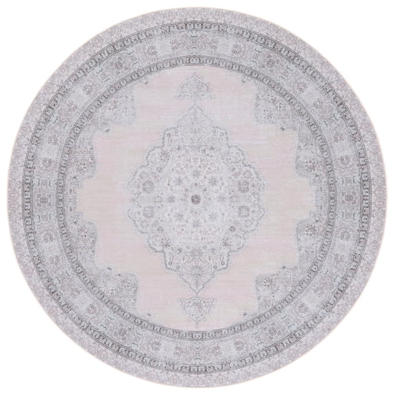 SAFAVIEH Tucson Toby Traditional Machine Washable Area Rug, 6' x 6' Round, Beige/Light Green