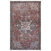 SAFAVIEH Tucson Toireasa Traditional Machine Washable Area Rug, 5' x 8', Red/Blue