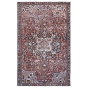 SAFAVIEH Tucson Toireasa Traditional Machine Washable Area Rug, 9' x 12', Red/Blue