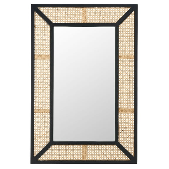 SAFAVIEH Tulia 24 in. x 36 in. Solid Frame Mirror, Black/Natural