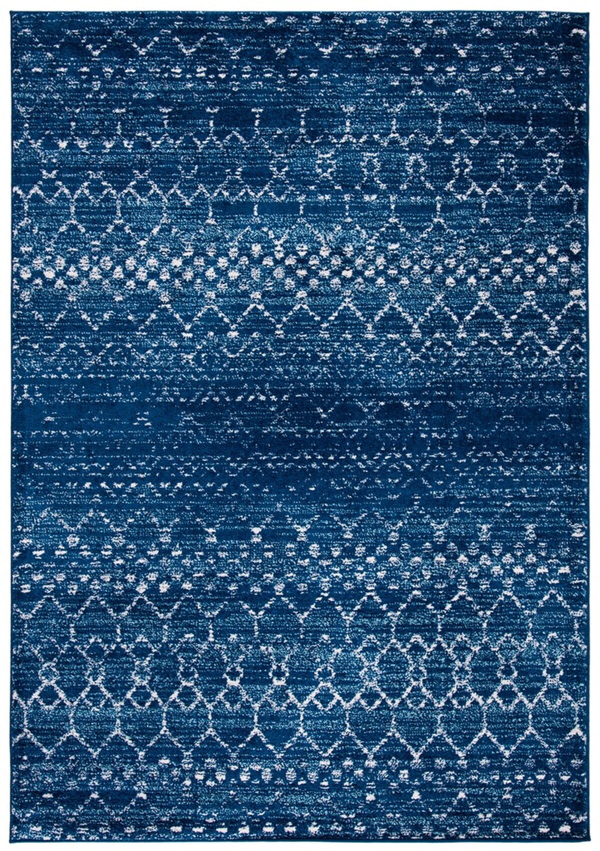 Tulum Blue and Ivory 8' x 10' Geometric Synthetic Area Rug