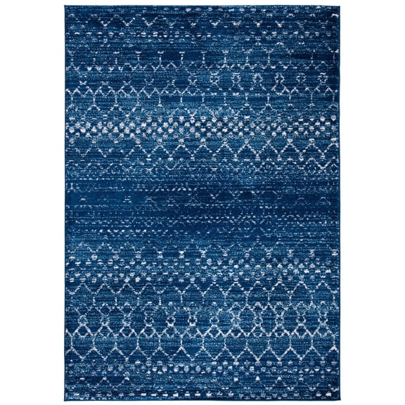 SAFAVIEH Tulum Adair Distressed Geometric Area Rug, Blue/Ivory, 6'7" x 6'7" Square