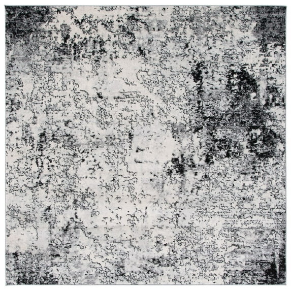 SAFAVIEH Tulum Ainsley Traditional Area Rug, 6'7" x 6'7" Square, Ivory/Black